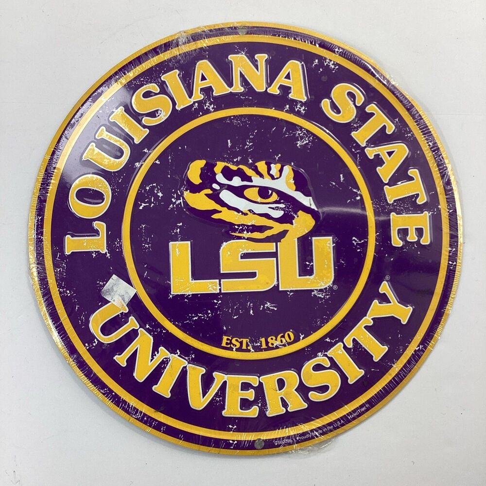 LSU Tigers Metal Sign Embossed Round Circle Louisiana State Univ New Sealed